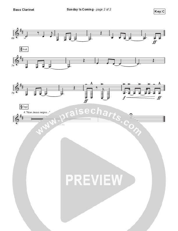 Sunday Is Coming (Choral Anthem SATB) Bass Clarinet (Phil Wickham / Arr. Mason Brown)