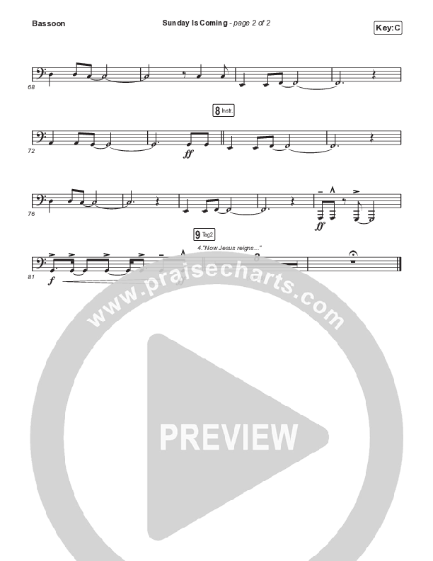 Sunday Is Coming (Choral Anthem SATB) Bassoon (Phil Wickham / Arr. Mason Brown)
