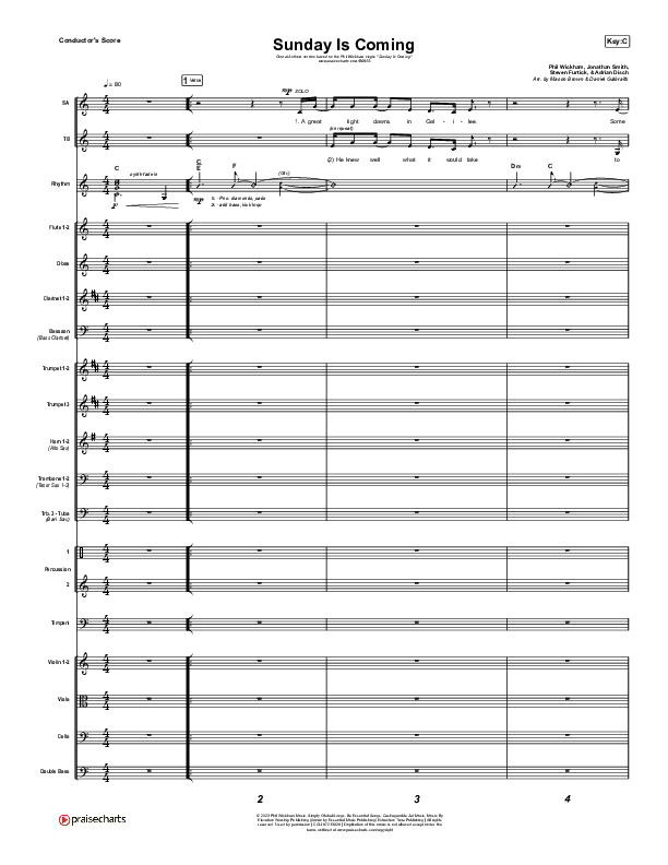 Sunday Is Coming (Choral Anthem SATB) Conductor's Score (Phil Wickham / Arr. Mason Brown)
