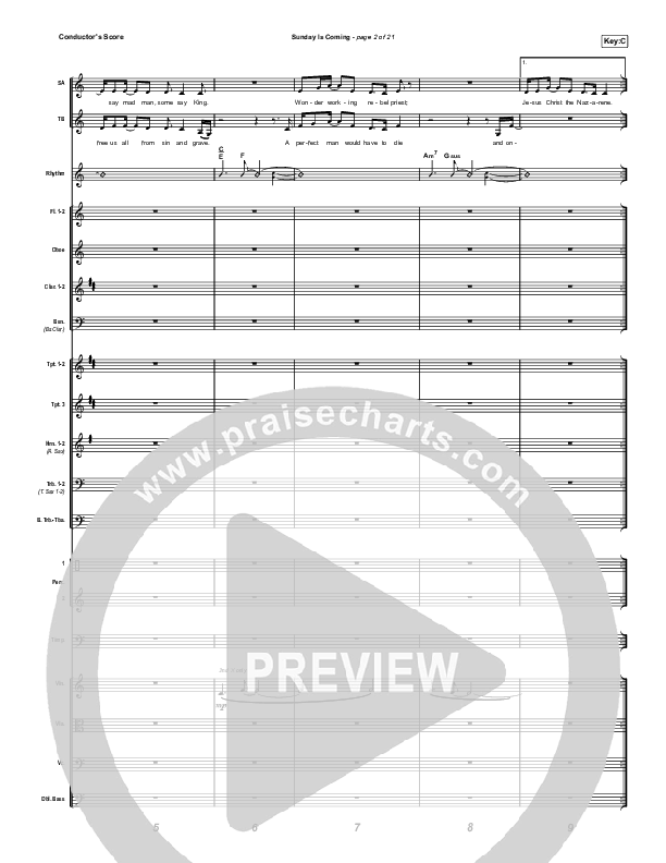 Sunday Is Coming (Choral Anthem SATB) Orchestration (Phil Wickham / Arr. Mason Brown)