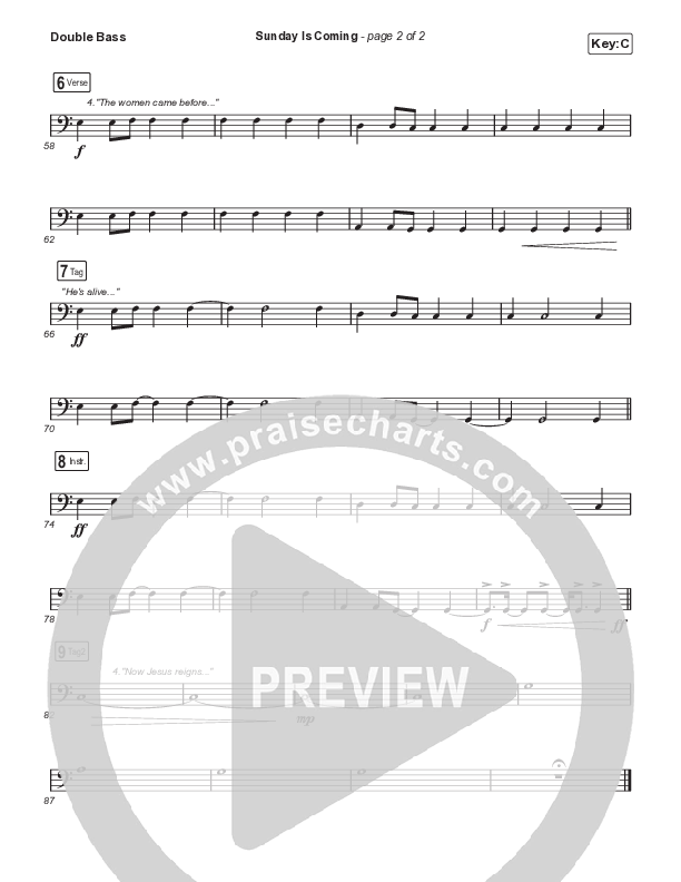 Sunday Is Coming (Choral Anthem SATB) String Bass (Phil Wickham / Arr. Mason Brown)
