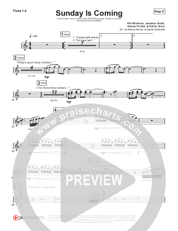 Sunday Is Coming (Choral Anthem SATB) Wind Pack (Phil Wickham / Arr. Mason Brown)