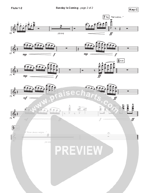 Sunday Is Coming (Choral Anthem SATB) Flute 1,2 (Phil Wickham / Arr. Mason Brown)