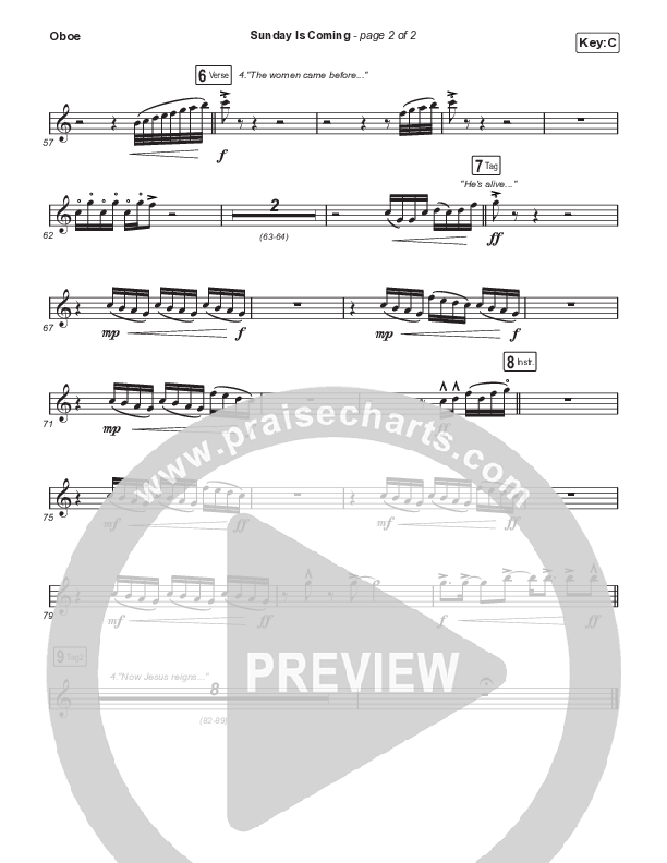 Sunday Is Coming (Choral Anthem SATB) Oboe (Phil Wickham / Arr. Mason Brown)