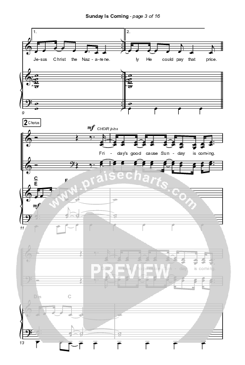 Sunday Is Coming (Choral Anthem SATB) Octavo (SATB & Pno) (Phil Wickham / Arr. Mason Brown)