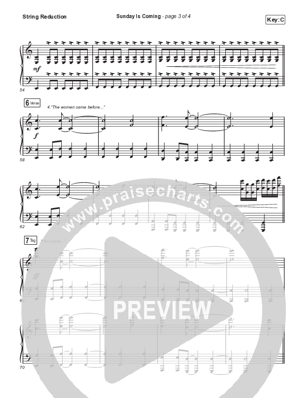 Sunday Is Coming (Choral Anthem SATB) String Reduction (Phil Wickham / Arr. Mason Brown)