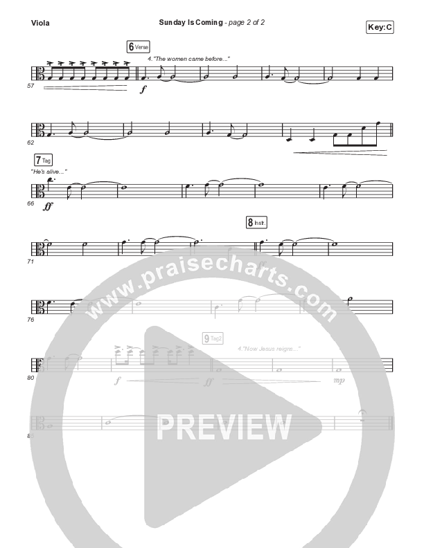 Sunday Is Coming (Choral Anthem SATB) Viola (Phil Wickham / Arr. Mason Brown)