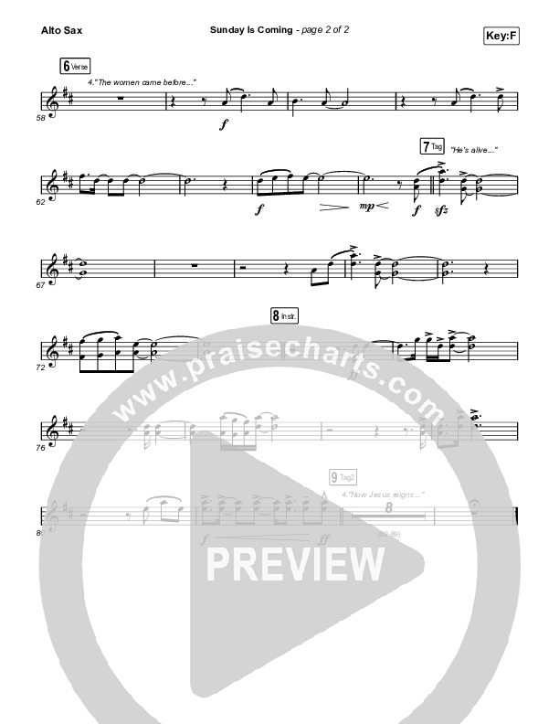 Sunday Is Coming (Worship Choir/SAB) Alto Sax (Phil Wickham / Arr. Mason Brown)