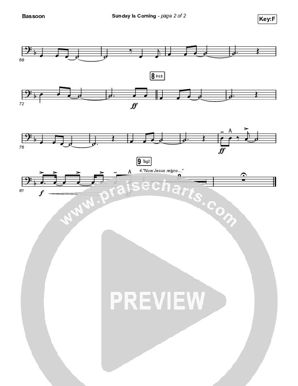 Sunday Is Coming (Worship Choir/SAB) Bassoon (Phil Wickham / Arr. Mason Brown)
