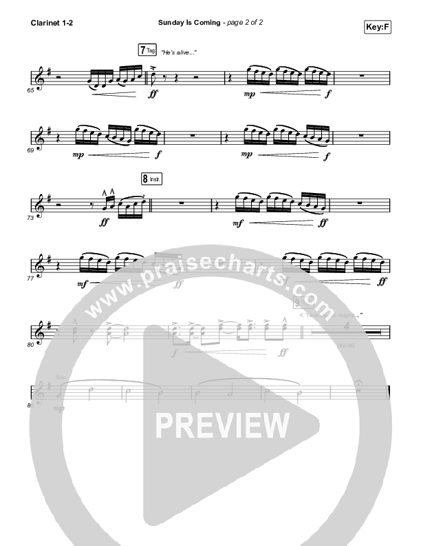 Sunday Is Coming (Worship Choir/SAB) Clarinet 1/2 (Phil Wickham / Arr. Mason Brown)