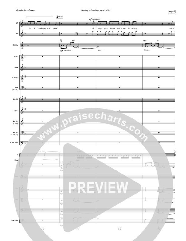 Sunday Is Coming (Worship Choir/SAB) Conductor's Score (Phil Wickham / Arr. Mason Brown)