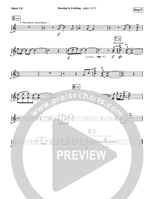 Sunday Is Coming (Worship Choir/SAB) French Horn 1/2 (Phil Wickham / Arr. Mason Brown)
