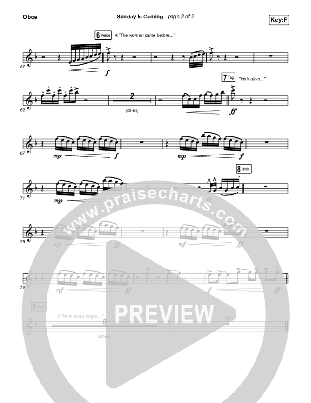 Sunday Is Coming (Worship Choir/SAB) Oboe (Phil Wickham / Arr. Mason Brown)