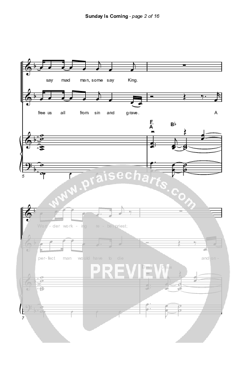 Sunday Is Coming (Worship Choir/SAB) Octavo (SAB & Pno) (Phil Wickham / Arr. Mason Brown)