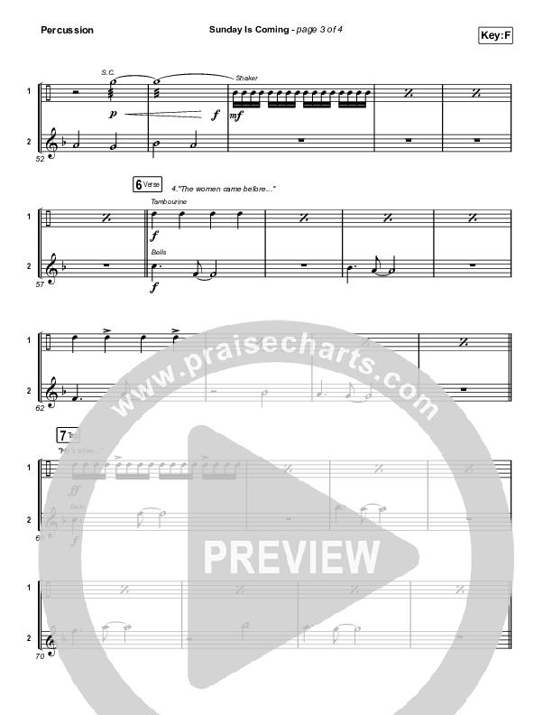 Sunday Is Coming (Worship Choir/SAB) Percussion (Phil Wickham / Arr. Mason Brown)