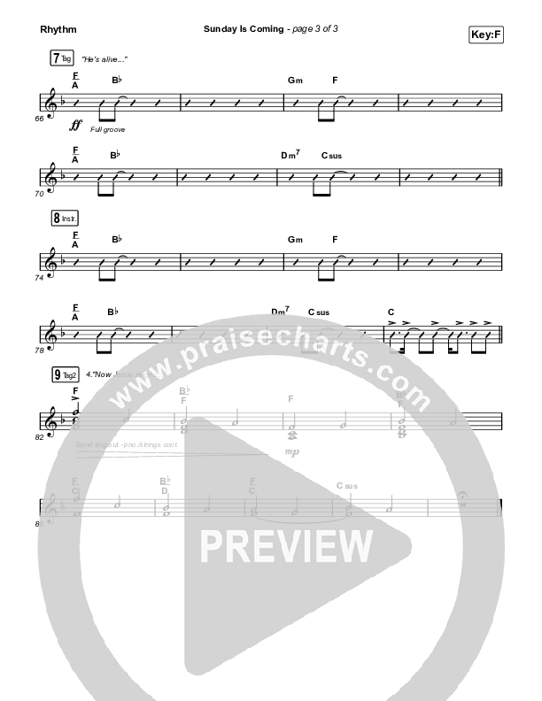 Sunday Is Coming (Worship Choir/SAB) Rhythm Chart (Phil Wickham / Arr. Mason Brown)