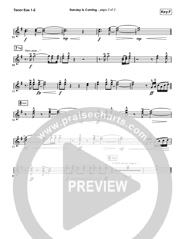 Sunday Is Coming (Worship Choir/SAB) Tenor Sax 1/2 (Phil Wickham / Arr. Mason Brown)
