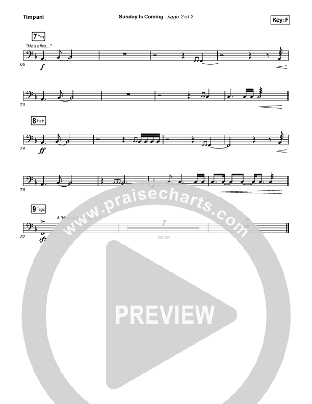Sunday Is Coming (Worship Choir/SAB) Timpani (Phil Wickham / Arr. Mason Brown)