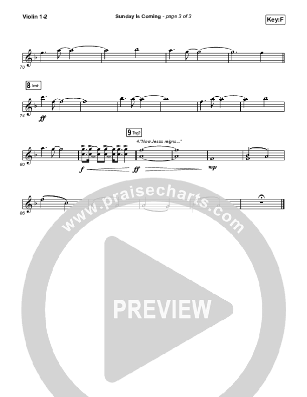 Sunday Is Coming (Worship Choir/SAB) Violin 1/2 (Phil Wickham / Arr. Mason Brown)