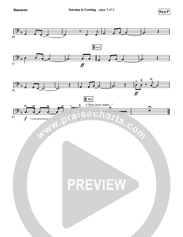 Sunday Is Coming (Unison/2-Part) Bassoon (Phil Wickham / Arr. Mason Brown)