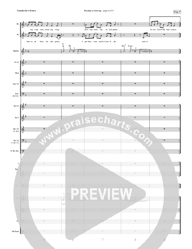 Sunday Is Coming (Unison/2-Part) Conductor's Score (Phil Wickham / Arr. Mason Brown)
