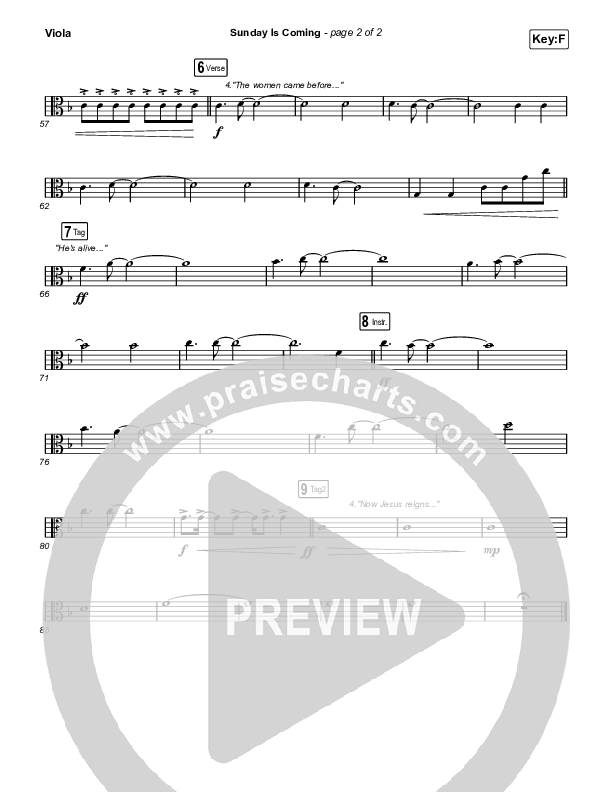 Sunday Is Coming (Unison/2-Part) Viola (Phil Wickham / Arr. Mason Brown)