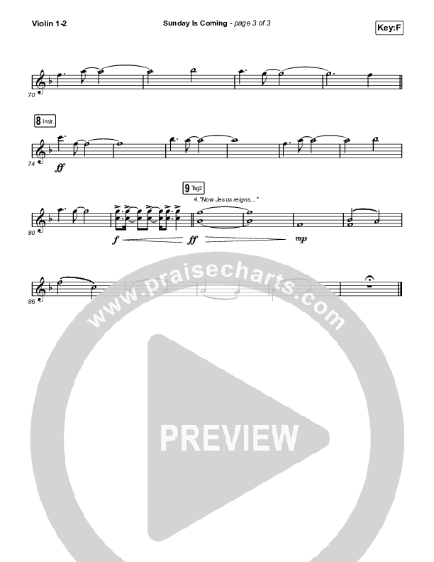 Sunday Is Coming (Unison/2-Part) Violin 1/2 (Phil Wickham / Arr. Mason Brown)