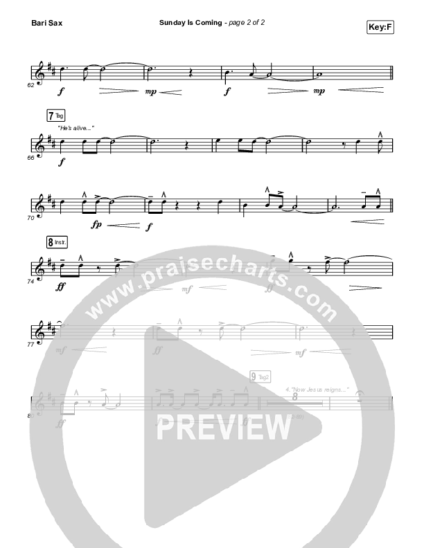 Sunday Is Coming (Sing It Now) Bari Sax (Phil Wickham / Arr. Mason Brown)