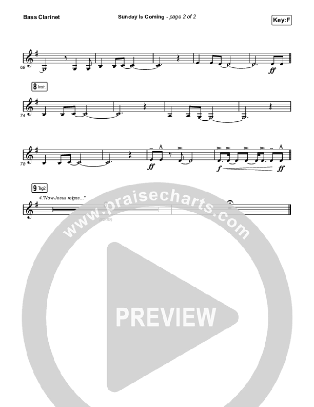 Sunday Is Coming (Sing It Now) Bass Clarinet (Phil Wickham / Arr. Mason Brown)