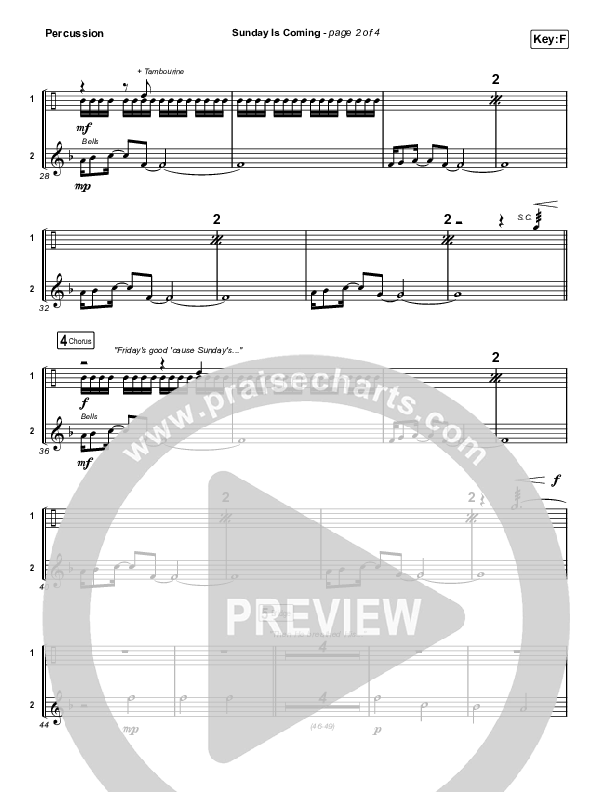 Sunday Is Coming (Sing It Now) Percussion (Phil Wickham / Arr. Mason Brown)
