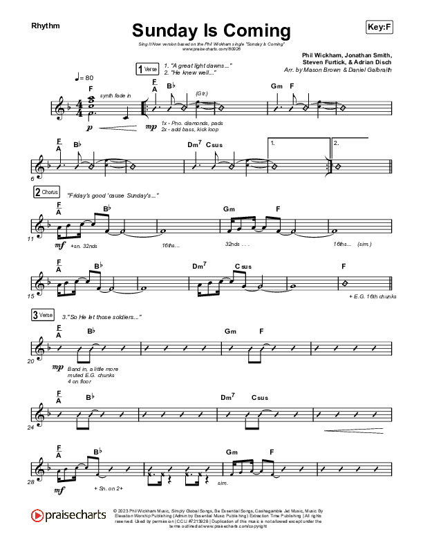 Sunday Is Coming (Sing It Now) Rhythm Pack (Phil Wickham / Arr. Mason Brown)