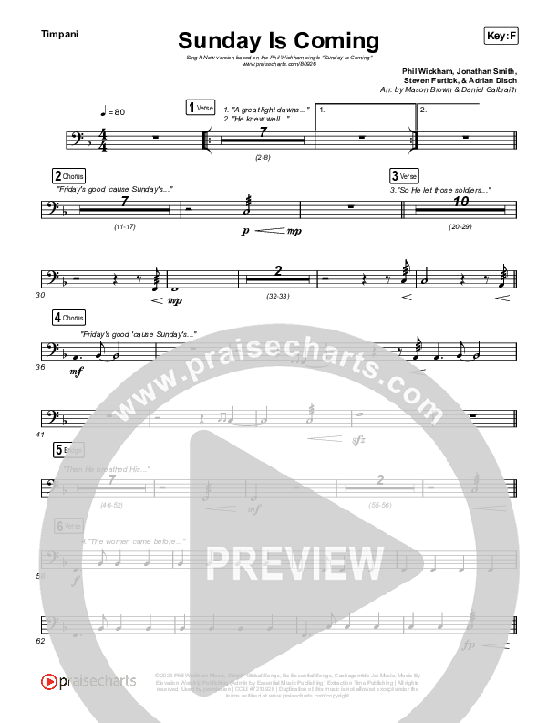 Sunday Is Coming (Sing It Now) Timpani (Phil Wickham / Arr. Mason Brown)