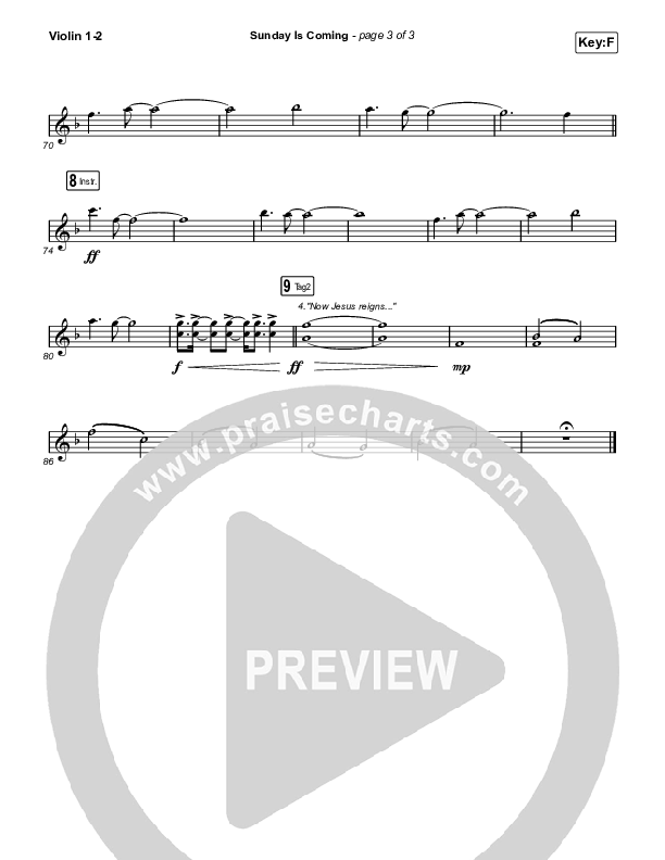 Sunday Is Coming (Sing It Now) Violin 1/2 (Phil Wickham / Arr. Mason Brown)