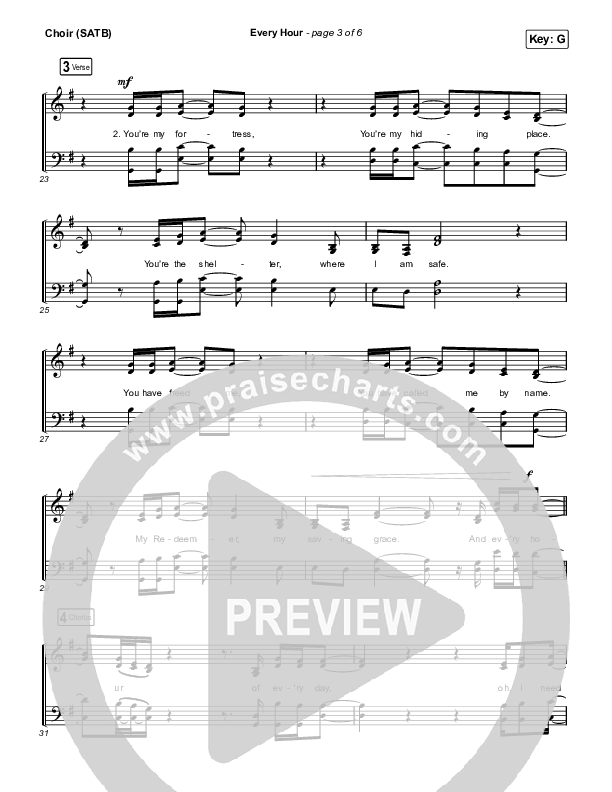 Every Hour Choir Sheet (SATB) (David Leonard / Josh Baldwin)