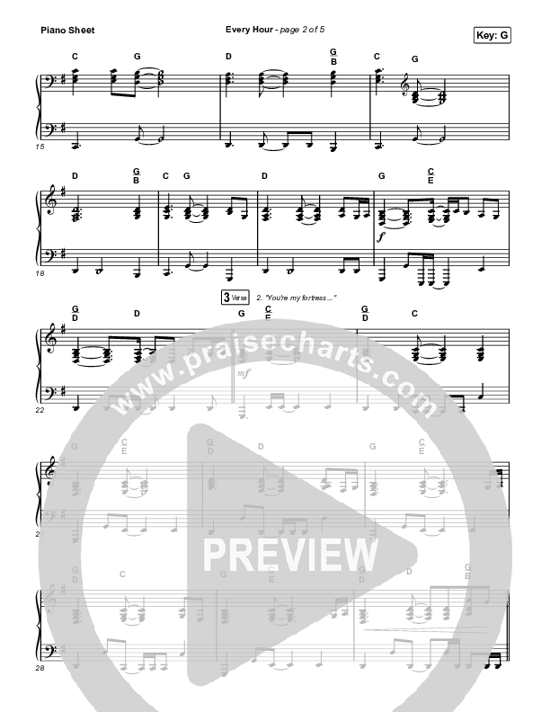 Every Hour Piano Sheet (David Leonard / Josh Baldwin)