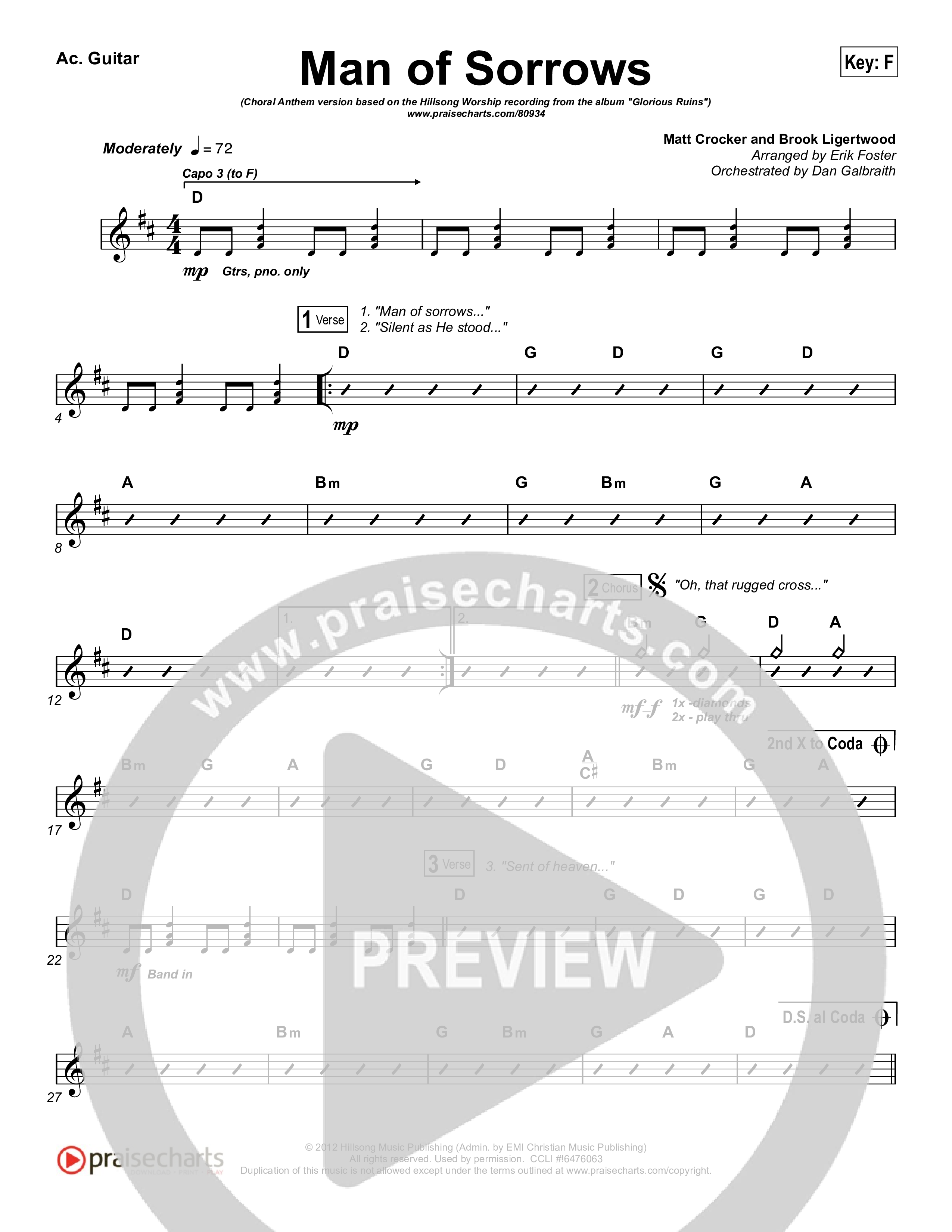 Man Of Sorrows (Choral Anthem SATB) Rhythm Pack (Hillsong Worship / Arr. Erik Foster)