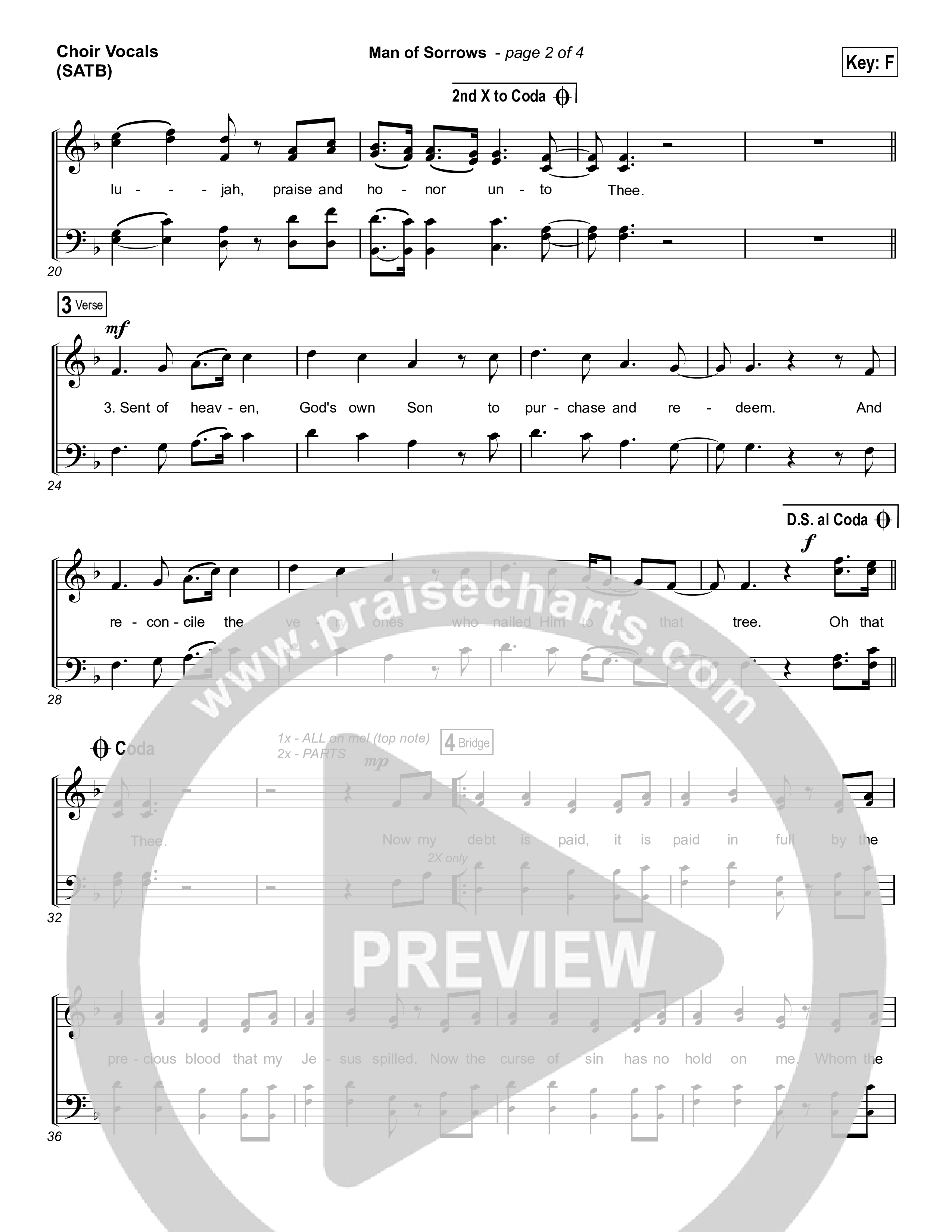Man Of Sorrows (Choral Anthem SATB) Choir Sheet (SATB) (Hillsong Worship / Arr. Erik Foster)