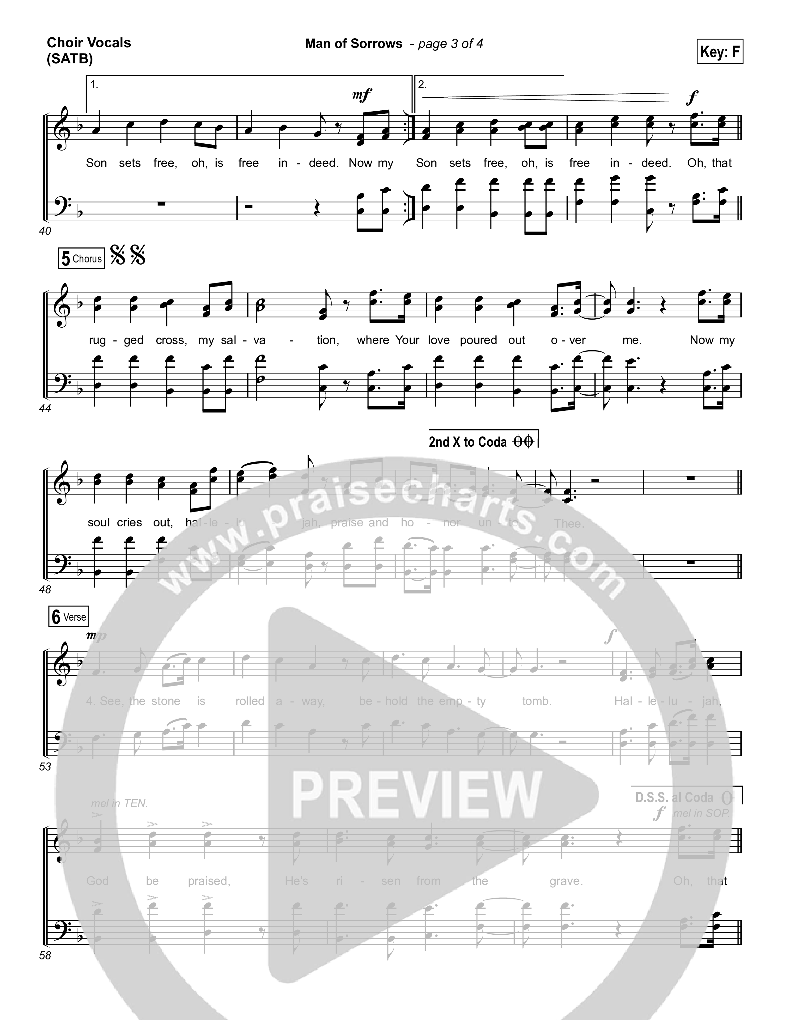 Man Of Sorrows (Choral Anthem SATB) Choir Sheet (SATB) (Hillsong Worship / Arr. Erik Foster)