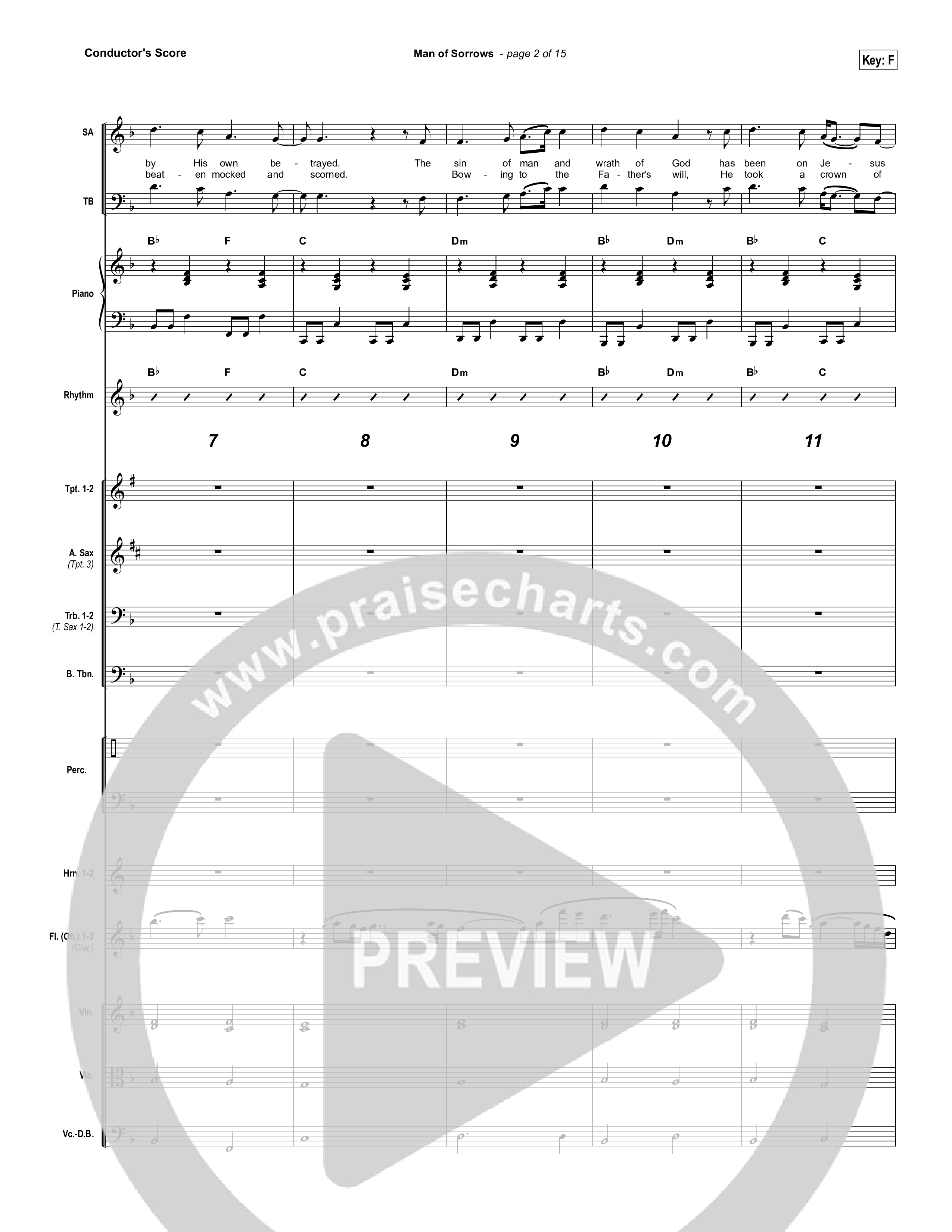 Man Of Sorrows (Choral Anthem SATB) Orchestration (Hillsong Worship / Arr. Erik Foster)