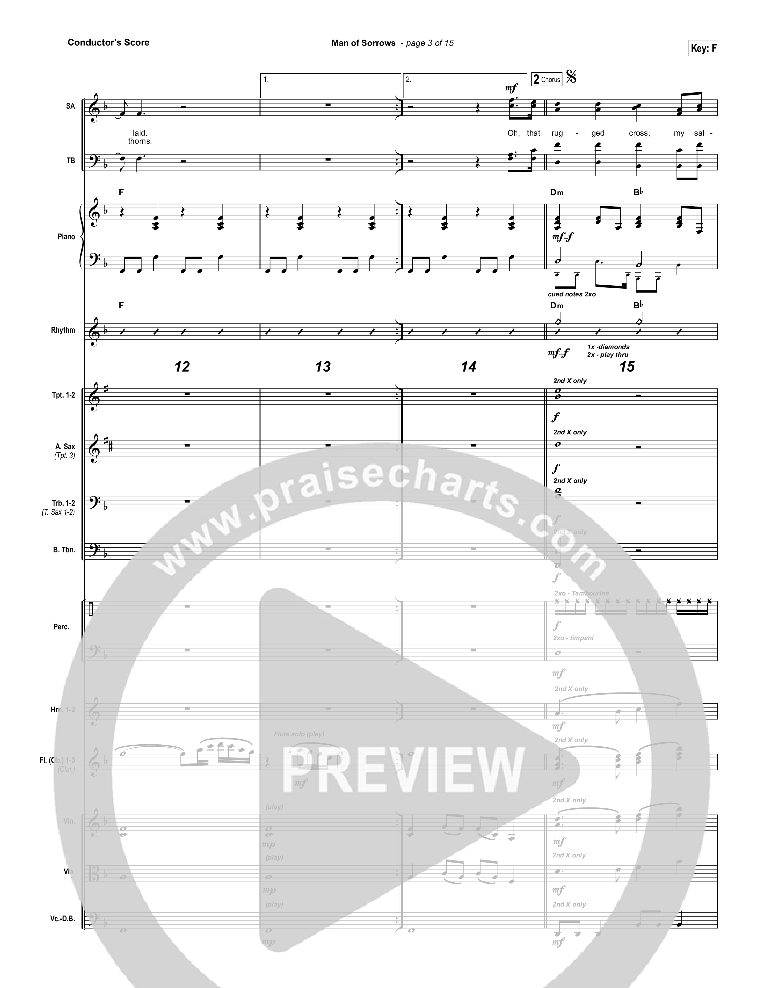Man Of Sorrows (Choral Anthem SATB) Conductor's Score (Hillsong Worship / Arr. Erik Foster)