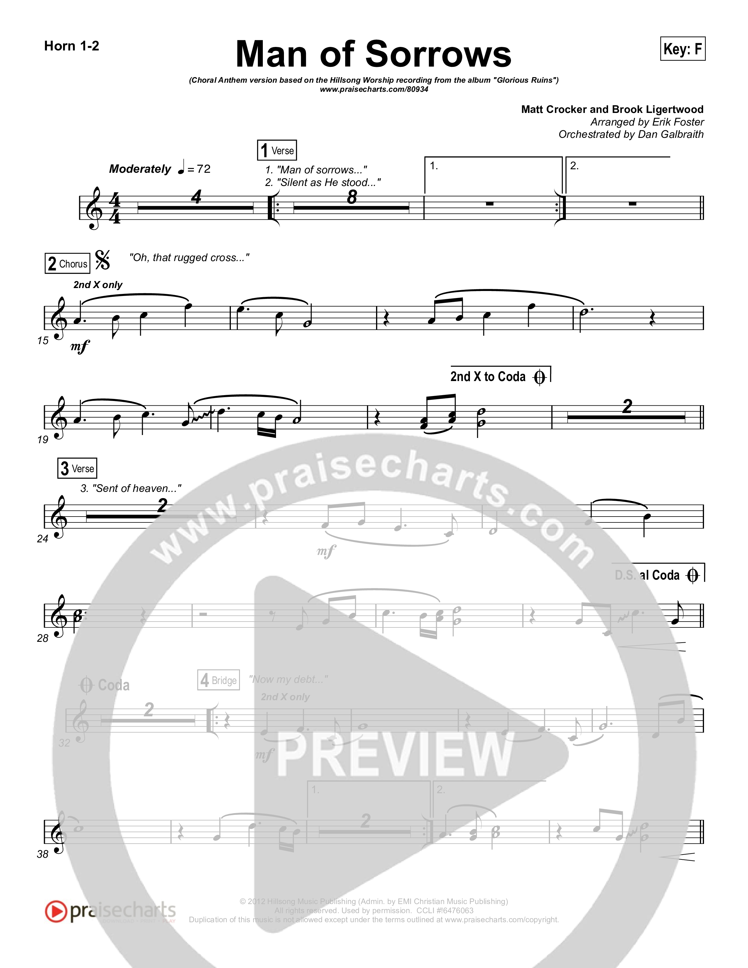 Man Of Sorrows (Choral Anthem SATB) Brass Pack (Hillsong Worship / Arr. Erik Foster)