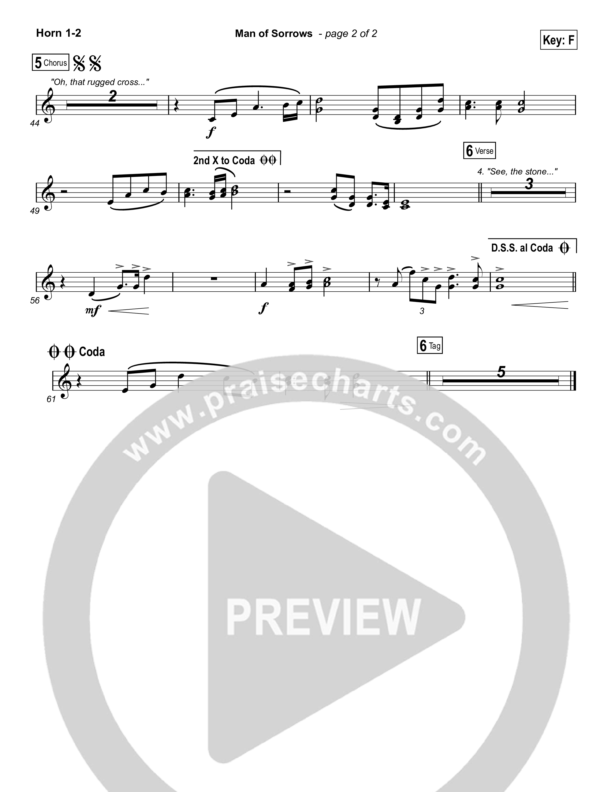 Man Of Sorrows (Choral Anthem SATB) Brass Pack (Hillsong Worship / Arr. Erik Foster)