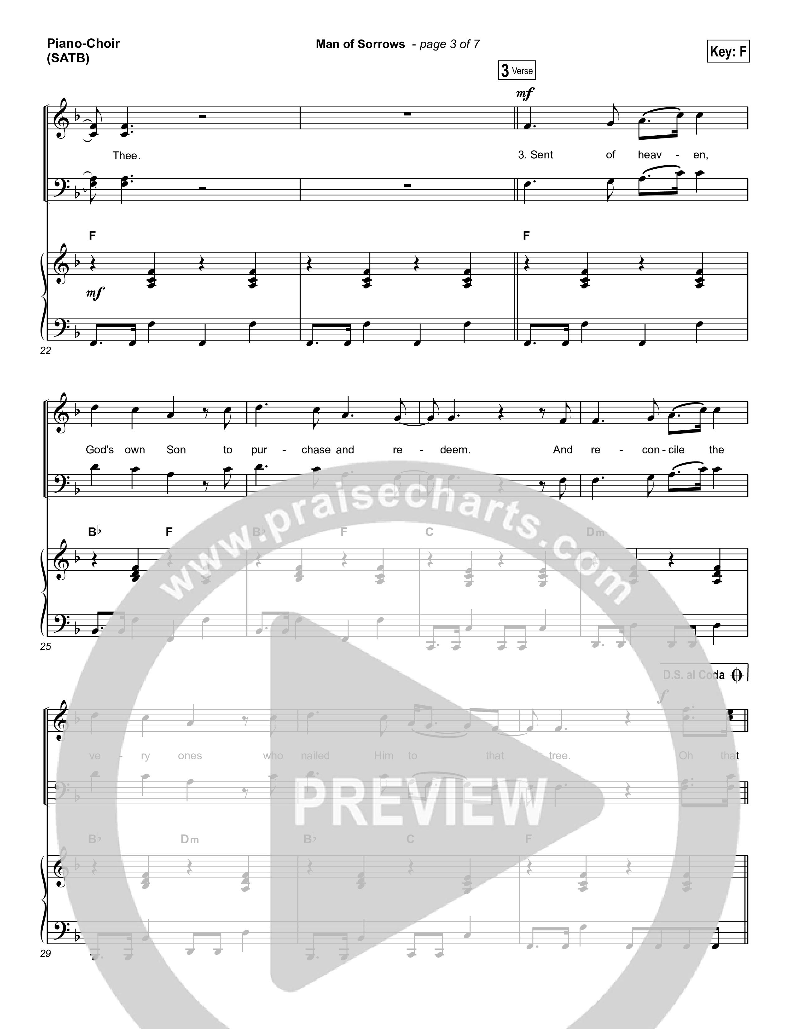 Man Of Sorrows (Choral Anthem SATB) Piano/Vocal (SATB) (Hillsong Worship / Arr. Erik Foster)