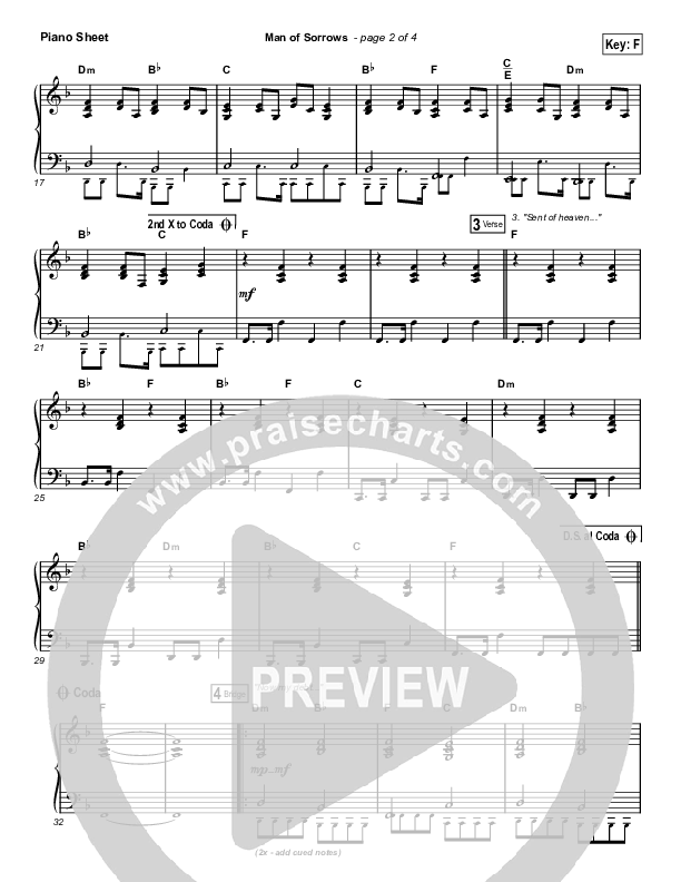 Man Of Sorrows (Choral Anthem SATB) Piano Sheet (Hillsong Worship / Arr. Erik Foster)