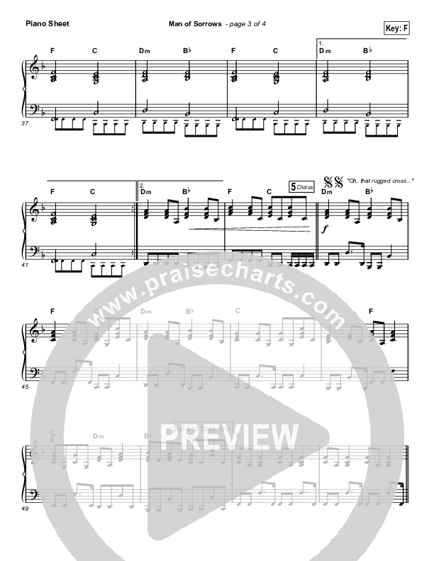 Man Of Sorrows (Choral Anthem SATB) Piano Sheet (Hillsong Worship / Arr. Erik Foster)