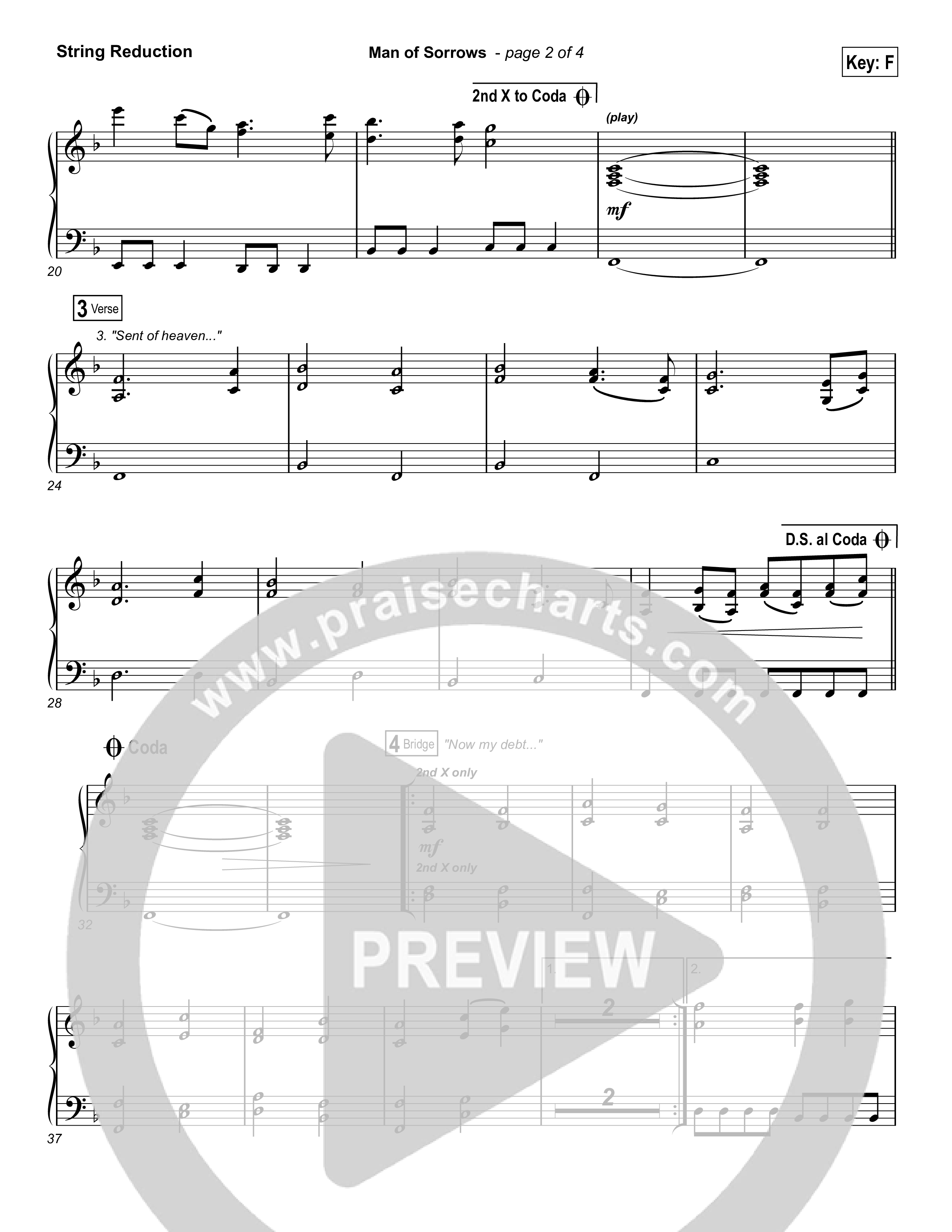Man Of Sorrows (Choral Anthem SATB) String Reduction (Hillsong Worship / Arr. Erik Foster)
