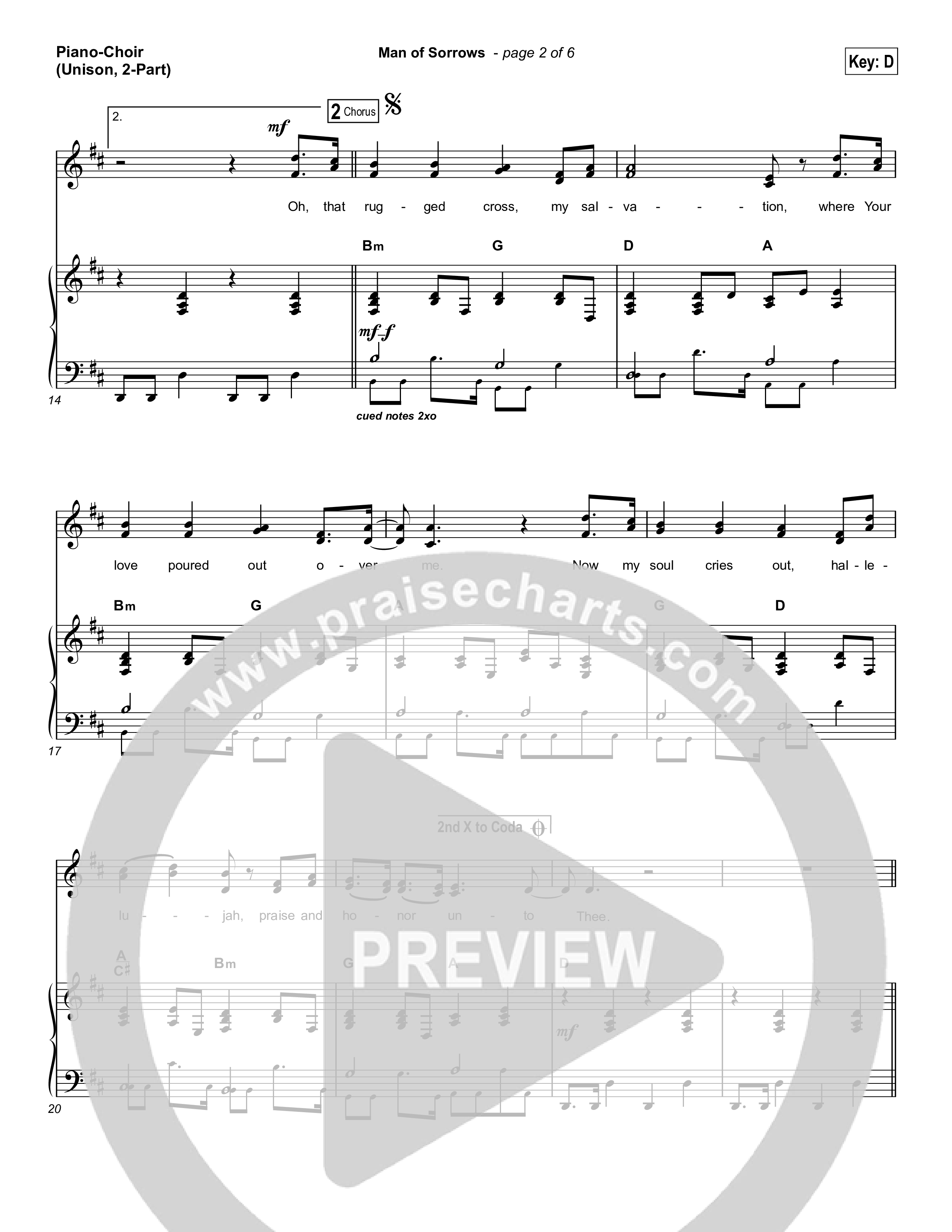 Man Of Sorrows (Unison/2-Part) Piano/Choir  (Uni/2-Part) (Hillsong Worship / Arr. Erik Foster)