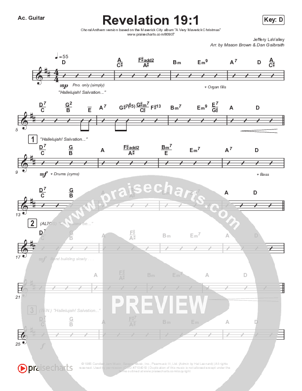 Revelation 19:1 (Choral Anthem SATB) Rhythm Chart (Print Only) (Maverick City Music / Naomi Raine / Chandler Moore / Arr. Mason Brown)