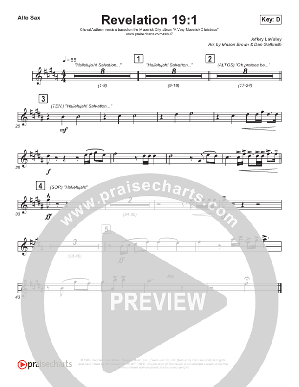 Revelation 19:1 (Choral Anthem SATB) Alto Sax (Maverick City Music / Naomi Raine / Chandler Moore / Arr. Mason Brown)