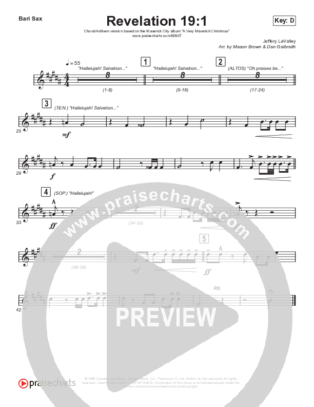 Revelation 19:1 (Choral Anthem SATB) Sax Pack (Maverick City Music / Naomi Raine / Chandler Moore / Arr. Mason Brown)